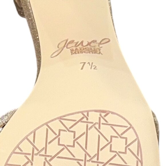 Jewel Badgley Mischka Giona‎ Embellished Evening Shoe Size 7.5 Light Gold New - Picture 7 of 8